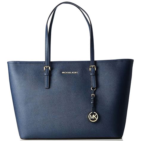 michael kors jet set travel medium tote bag navy